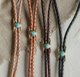Shepard Bolo Tie| Black Leather| Turquoise