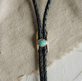 Shepard Bolo Tie| Black Leather| Turquoise