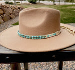 Turquoise + Arrow Hat Band Buckskin Beige