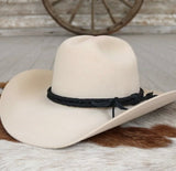 Black Braided Leather Hat Band