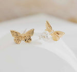 Textured Butterfly Studs| Bronze