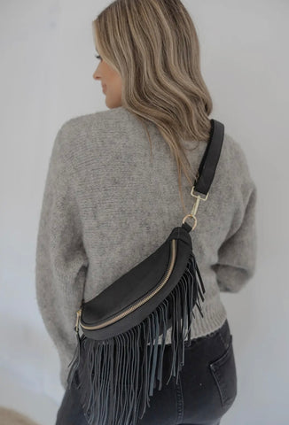 Fringe Crossbody| Sling Bag | Black