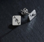 Ace of Hearts Playing Cards| stud earrings Silver