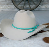 Turquoise Braided Leather Hat Band