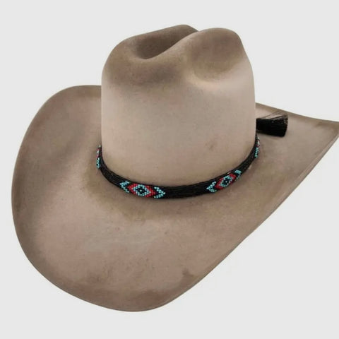 Horse Hair Beaded Hat Band | Blue Roan