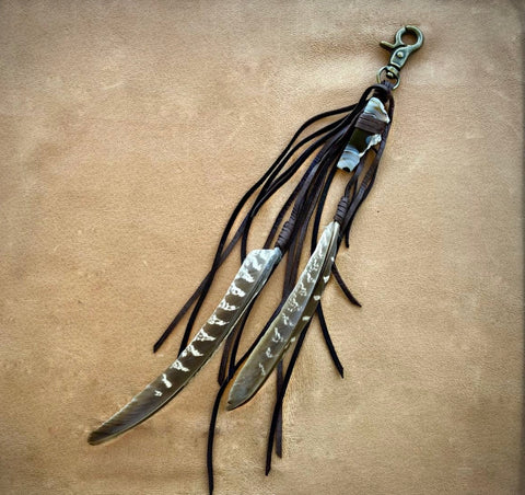 Feather + Leather Clip Chocolate