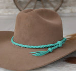 Turquoise Braided Leather Hat Band