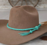 Turquoise Braided Leather Hat Band