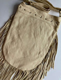 Nappa Leather Cream Boho Fringe Bag