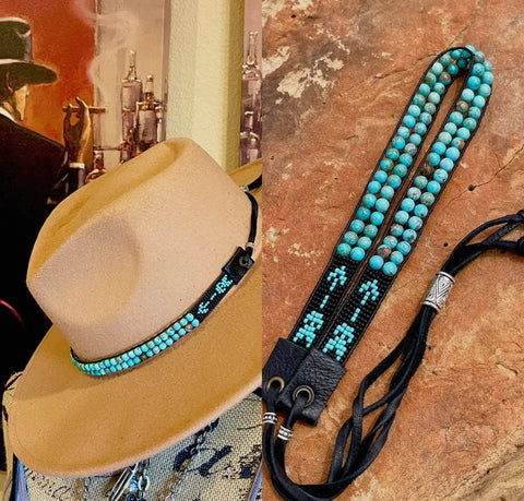 Turquoise + Arrows Hat Band Black